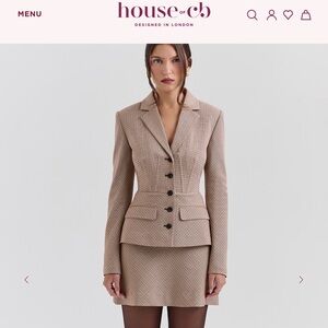 HOUSE OF CB houndstooth blazer: Buckingham Puppytooth check hourglass jacket